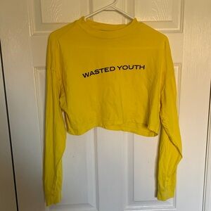 Forever 21 Yellow Crop Top - Wasted Youth Size S